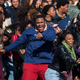 Members of Concerned Student 1950 celebrate after the resignation of Missouri University President Timothy M. Wolfe on the Missouri University Campus Nov. 9, 2015, in Columbia, Mo. (Brian Davidson/Getty Images)